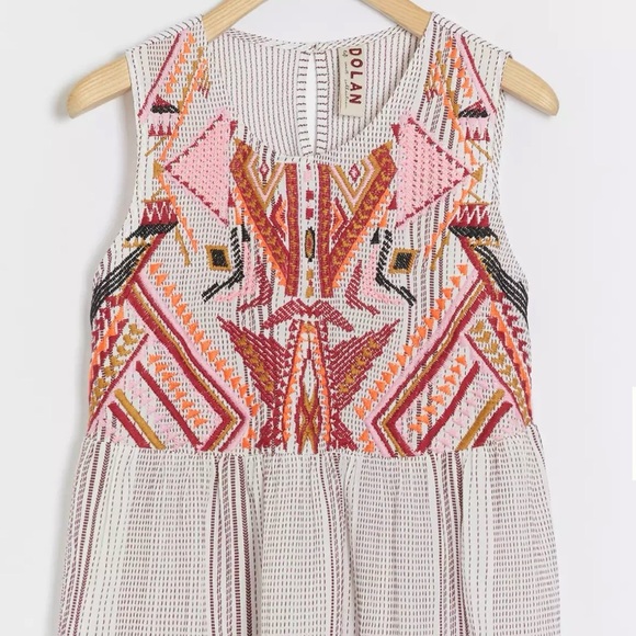 Anthropologie Dolan Left Coast Colorful Embroidered Babydoll Top. Size M - Picture 4 of 12